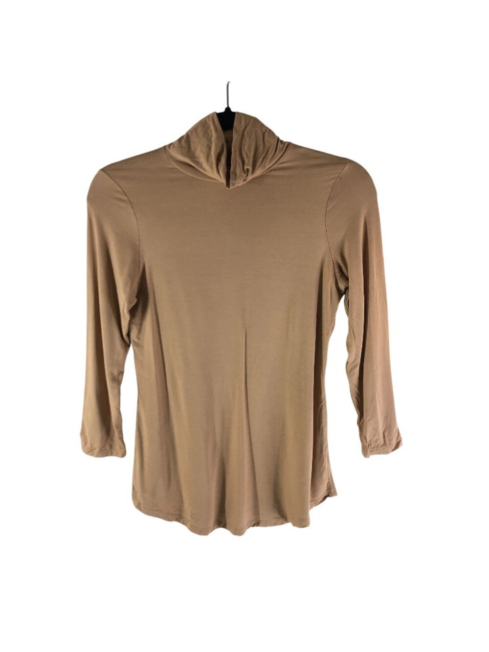 Todd & Duncan Womens Tan Long Sleeve Turtleneck Top XS Viscose Spandex Blend
